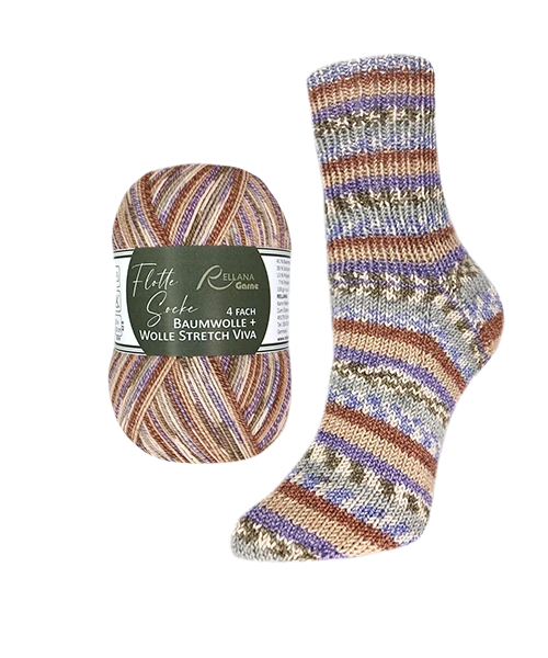 Rellana Flotte Socke Viva Sockenwolle 4-fädig Baumwolle + Wolle Stretch