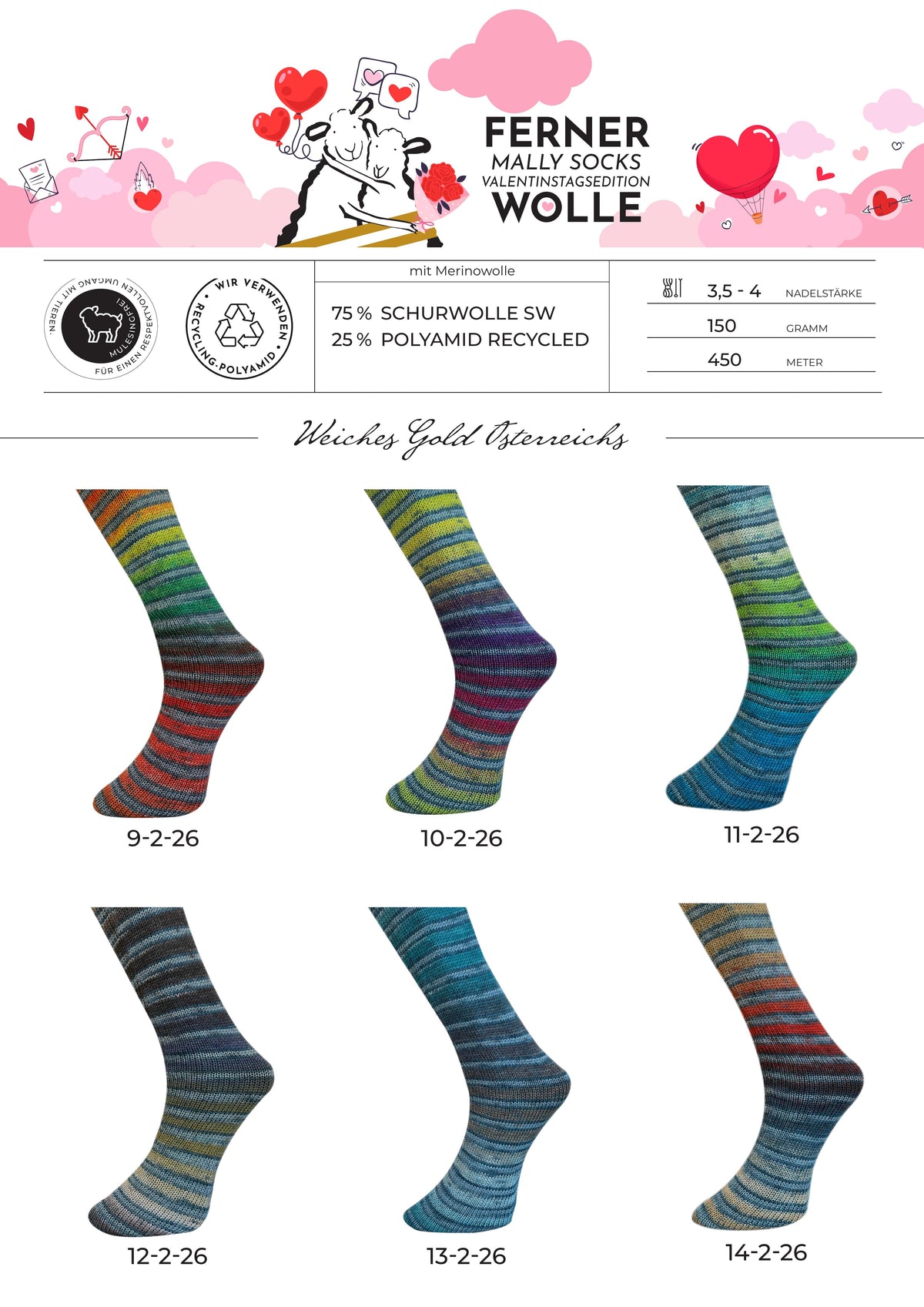 Ferner Wolle Mally Socks Valentinstagedition 2026
