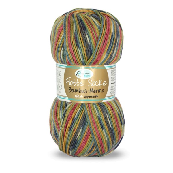 Rellana Flotte Socke Bambus Merino Sockenwolle 4-fädig