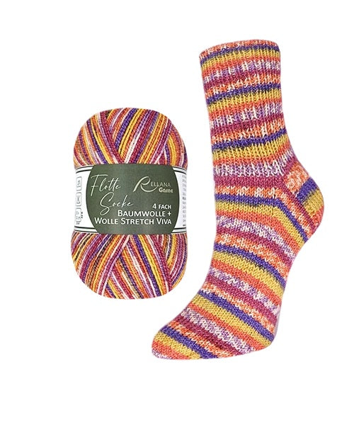 Rellana Flotte Socke Viva Sockenwolle 4-fädig  Baumwolle + Wolle Stretch