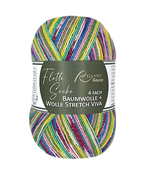 Rellana Flotte Socke Viva Sockenwolle 4-fädig  Baumwolle + Wolle Stretch