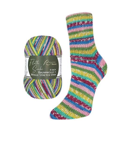 Rellana Flotte Socke Viva Sockenwolle 4-fädig  Baumwolle + Wolle Stretch