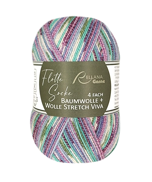 Rellana Flotte Socke Viva Sockenwolle 4-fädig  Baumwolle + Wolle Stretch