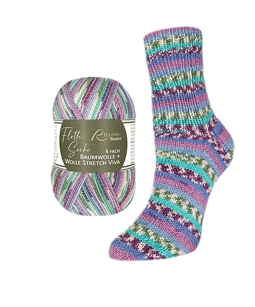 Rellana Flotte Socke Viva Sockenwolle 4-fädig  Baumwolle + Wolle Stretch