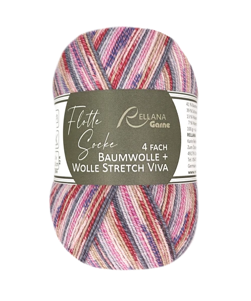 Rellana Flotte Socke Viva Sockenwolle 4-fädig  Baumwolle + Wolle Stretch