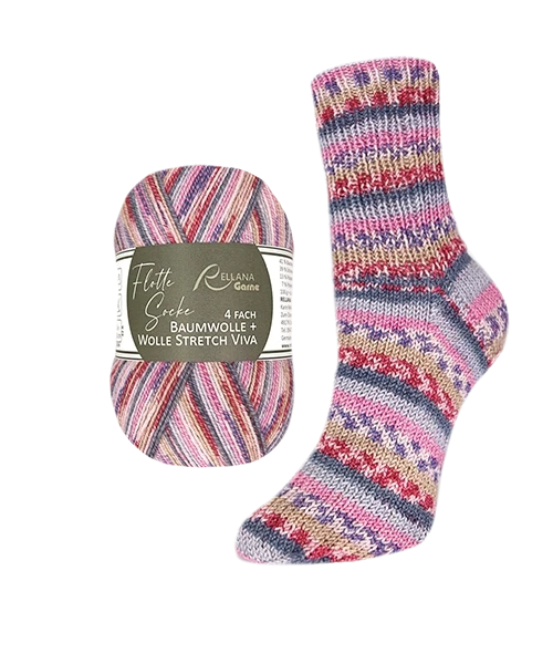 Rellana Flotte Socke Viva Sockenwolle 4-fädig  Baumwolle + Wolle Stretch