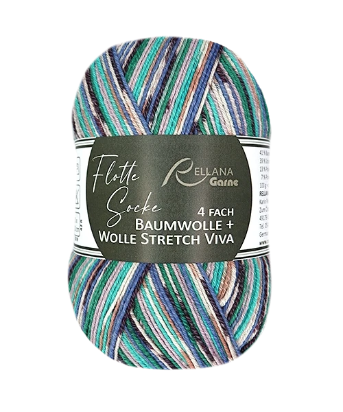 Rellana Flotte Socke Viva Sockenwolle 4-fädig  Baumwolle + Wolle Stretch