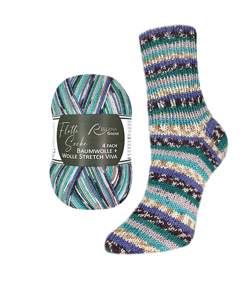 Rellana Flotte Socke Viva Sockenwolle 4-fädig  Baumwolle + Wolle Stretch