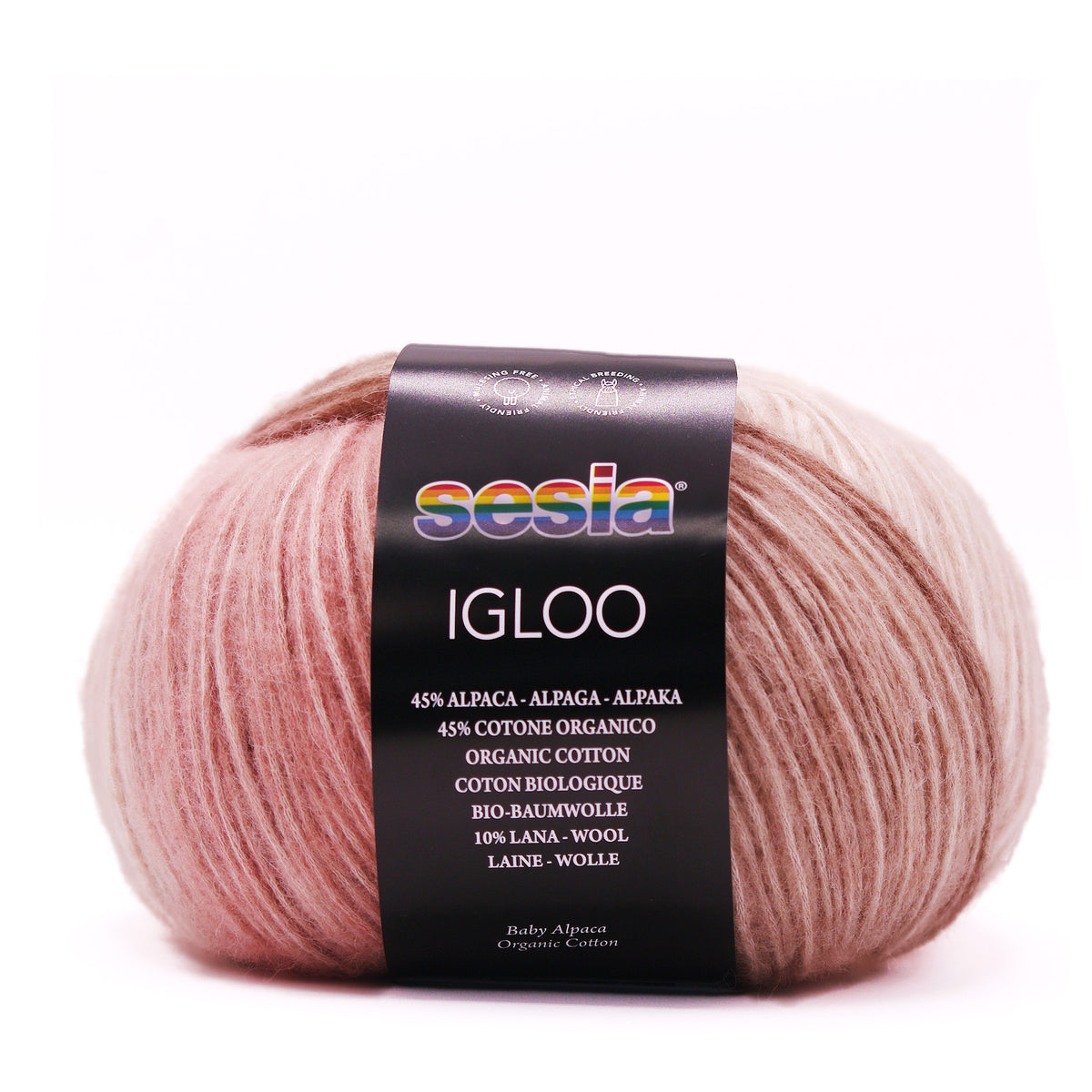 Sesia Igloo 150 g 330 m - Blowgarn aus 45% Superfeine Alpaka, 10% Merinowolle und 45% Biobaumwolle