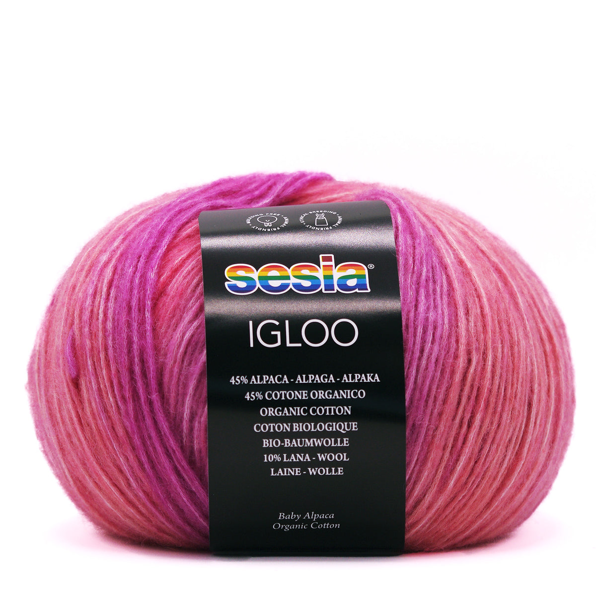 Sesia Igloo 150 g 330 m - Blowgarn aus 45% Superfeine Alpaka, 10% Merinowolle und 45% Biobaumwolle