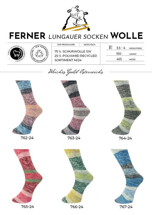 Ferner Wolle Lungauer Sockenwolle 6-fädig Sortiment M/24