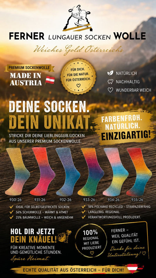 Ferner Lungauer Sockenwolle 4-fädig 26 mit Baumwolle und Merinowolle